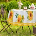 thumbnail image 2 of Sunflower Tablecloth Round 60",Summer Floral Yellow and White Table Cloth Waterproof Wrinkle-Free Tablecloth, Stain Resistant Spill Proof Dining Table Cover for Outdoor Party Picnic, 2 of 6