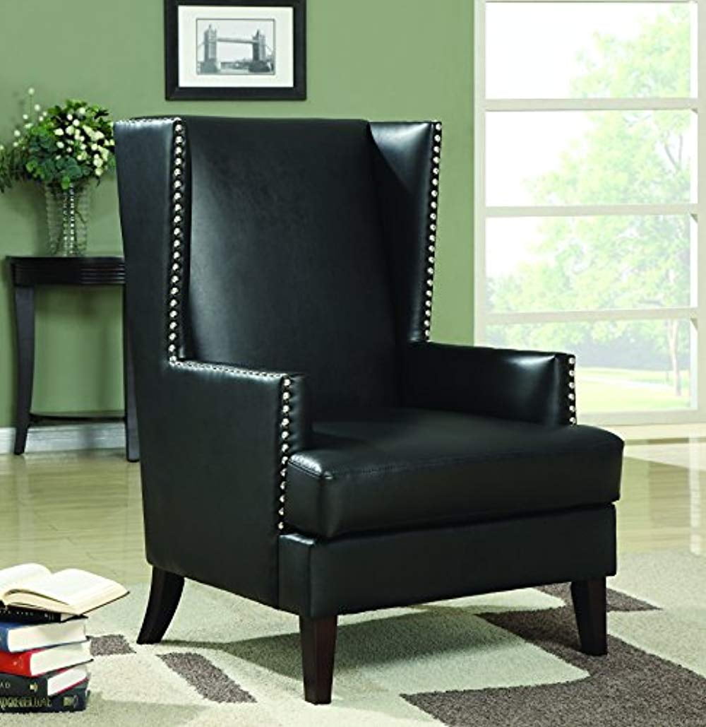 Upholstered Wing Back Accent Chair Black