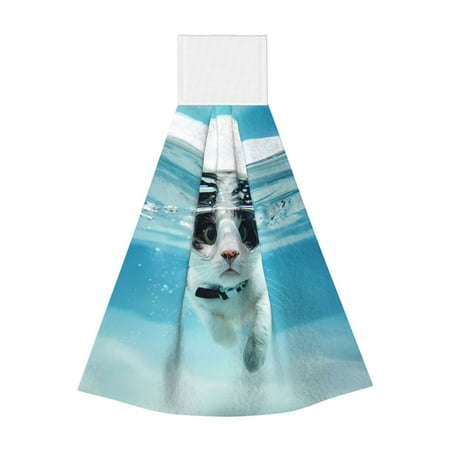 

Coaee Swimming Cat Goggles for Fast Absorbent Hanging Towels with Velcro for Kitchen Bathroom Laundryroom