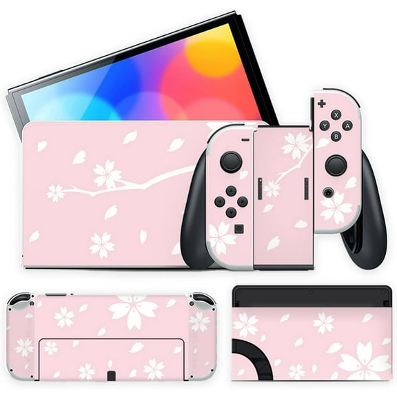 Full Protective Stickers Set for Nintendo Switch OLED, Vinyl Cover Skin Stickers for Console Joycon Controller, Decals Protector Set - Cherry