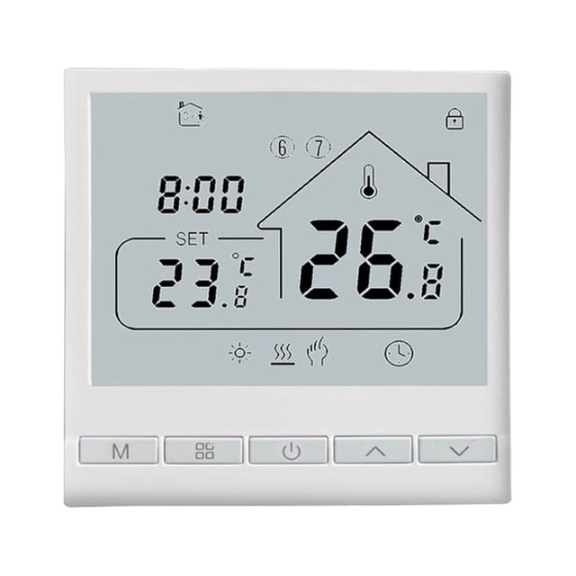 Riwcyla Smart Thermostat 5+2 Programmable 16A Electric Heating Thermostat DIY Install LCD Display Smart Temperature Controller Digital Thermostat for Office / Home