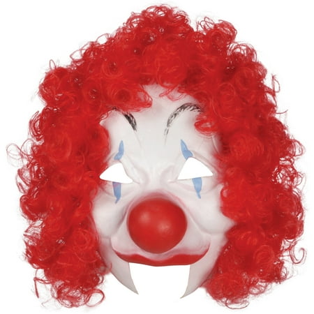 Loftus Halloween Clown Costume Face Mask, White Red, One Size