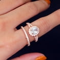 thumbnail image 1 of enjoywould 2Pcs/Set Fashion Ring Geometric Rhinestone Inlaid Electroplating Hypoallergenic Shining Decoration Jewelry Accessory Lady Bridal Wedding Ring Wedding Accessory, 1 of 4