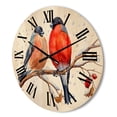 thumbnail image 3 of Designart 'Two Bullfinches On A Hawthorn Branch with Snowfall In Winter' Traditional Wood Wall Clock, 3 of 5