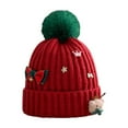 thumbnail image 2 of Felirenzacia Christmas Knit Elf Hat, Classic Thick Fuzzy Santa Hat, Christmas Party Gift, Unisex Santa Claus Beanie Hat with Pom, 2 of 4
