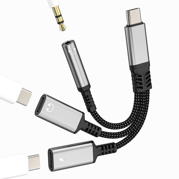 USB C to 3.5mm Audio Adapter Headphone Aux for iPhone 17 16 15 Pro Max Jack Splitter Cable Type C for Apple Charger Dongle Cord Dual Charging for iPad DAC Wired Car Adaptor Compatible for Samsung