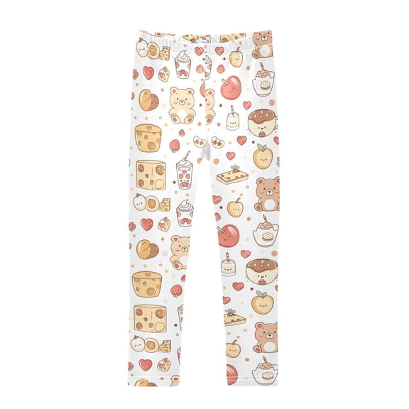 Bear and Milk Printed Leggings Yoga Pants for in 4t to 10t