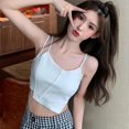 thumbnail image 2 of Women‘s Irregular Slim Exposed Navel Knitted Camisole Tank Top, 2 of 9