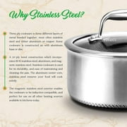 NutriChef 8-Piece Nonstick Tri-Ply Stainless Steel Cookware Set