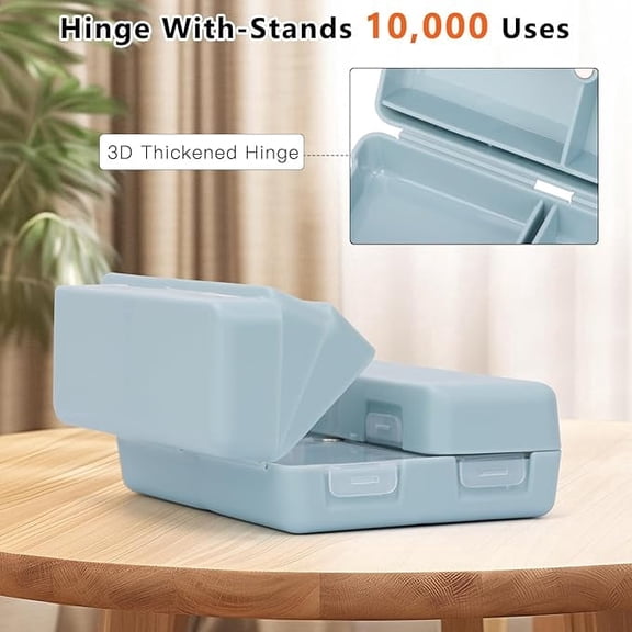 Blue Daily Pill Organizer Case - 7 Compartment Folding Pill Box - Portable Travel Medication Organizer for Vitamins Supplements Pills Purse Pocket