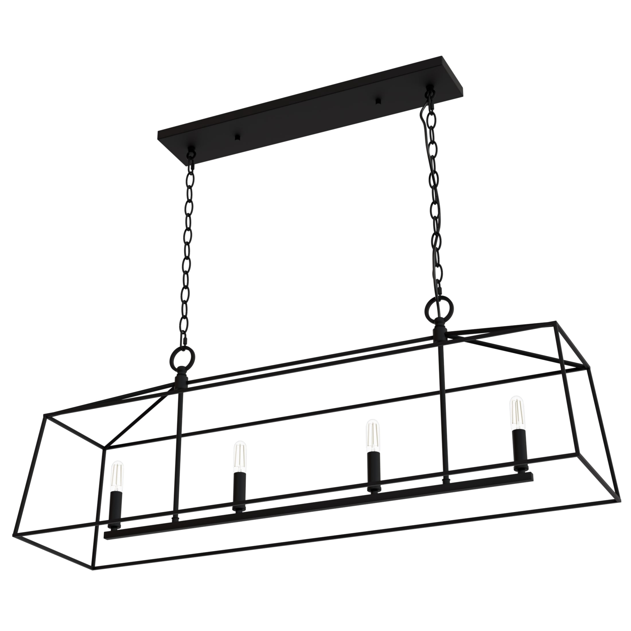 Hunter - Fair Oaks 4-light Matte Black, Extra Large Chandelier, Dimmable, Formal Style, Linear Shaped, for Bedrooms, Dining, Living Rooms - 13099