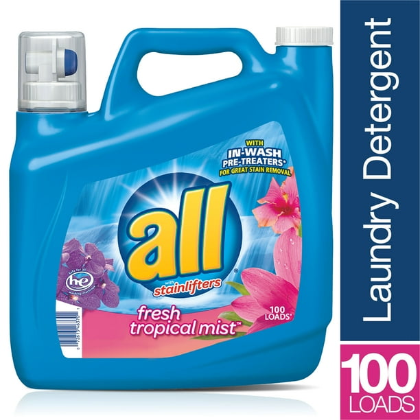 all Liquid Laundry Detergent Fresh Tropical Mist, 150 Ounce, 100 Loads