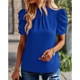 thumbnail image 3 of BTFBM Womens Tops Dressy Casual Blouses Summer Spring Clothes Mock Neck Short Sleeve Shirts Business Work Fall Outfits, 3 of 9