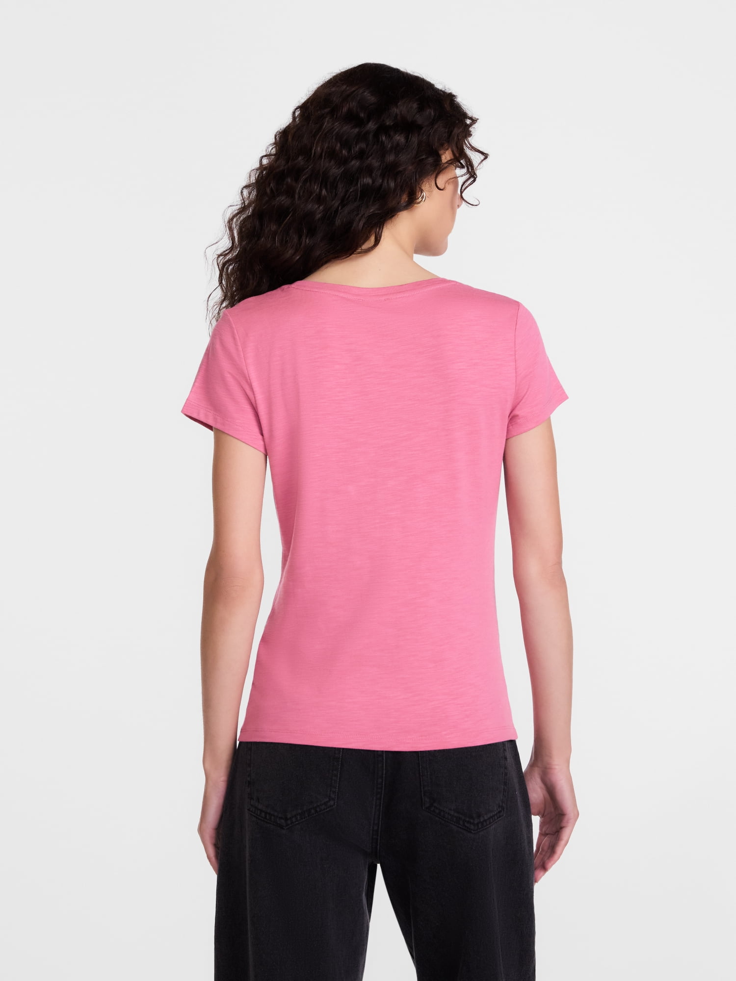 Scenario Women's Scoop Neck Tee with Cap Sleeves, Sizes XS-XXXL