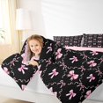 thumbnail image 4 of Homewish Black Pink Ribbon Bedding Comforter Set for Child, Kawaii Cartoon Bow Twin Comforter Sets, Fairy Tale Princess Reversible Bedding Set, Ultra Soft Bedroom Decor, 2-Piece, 4 of 8