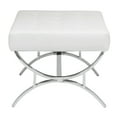 thumbnail image 5 of Studio Designs Home Newel Modern Square Ottoman Blended Leather and Chrome Metal Frame in Chrome and White, 5 of 8