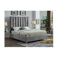 thumbnail image 3 of Homestock Elegant Escape Modern , Contemporary Velvet Upholstered Bed with Deep Channel Tufting and Chrome Accent Design, Low-Profile Bed-Color:Grey,Size:Full, 3 of 10