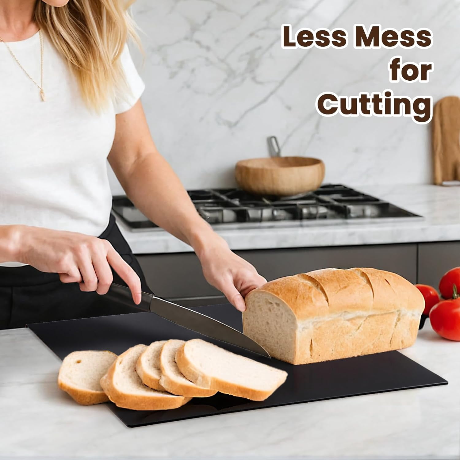 EVER BETTER Acrylic Cutting Boards for Kitchen, 17.5"×13.5" Thick Block Vegetable Bread Meats Fruits Board with Counter Lip, Anti-Slip CuttingTray,Black