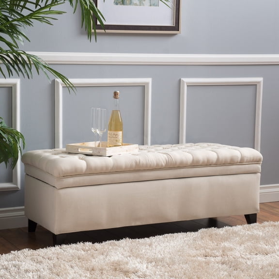 Christopher Knight Home Hastings Tufted Fabric Storage Ottoman Bench by