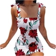 thumbnail image 2 of Pompotops Robe d'Été pour Femmes à Imprimé, à Lacets, à Bretelles, Sans Manches, avec Taille Élastique Plissée, 2 of 7