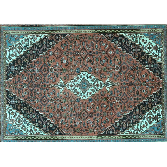 Ahgly Company Indoor Rectangle Medallion Light Blue Traditional Area Rugs, 8' x 12'