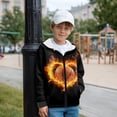 thumbnail image 2 of Xoenoiee Basketball Fire Heart Print Fleece Full Zip Hoodies for Kids Boys Activewear Autumn Winter Long Sleeve Hooded Sweatshirt Lightweight Hooded Jacket Sports Shirt with Pocket, S, 2 of 7