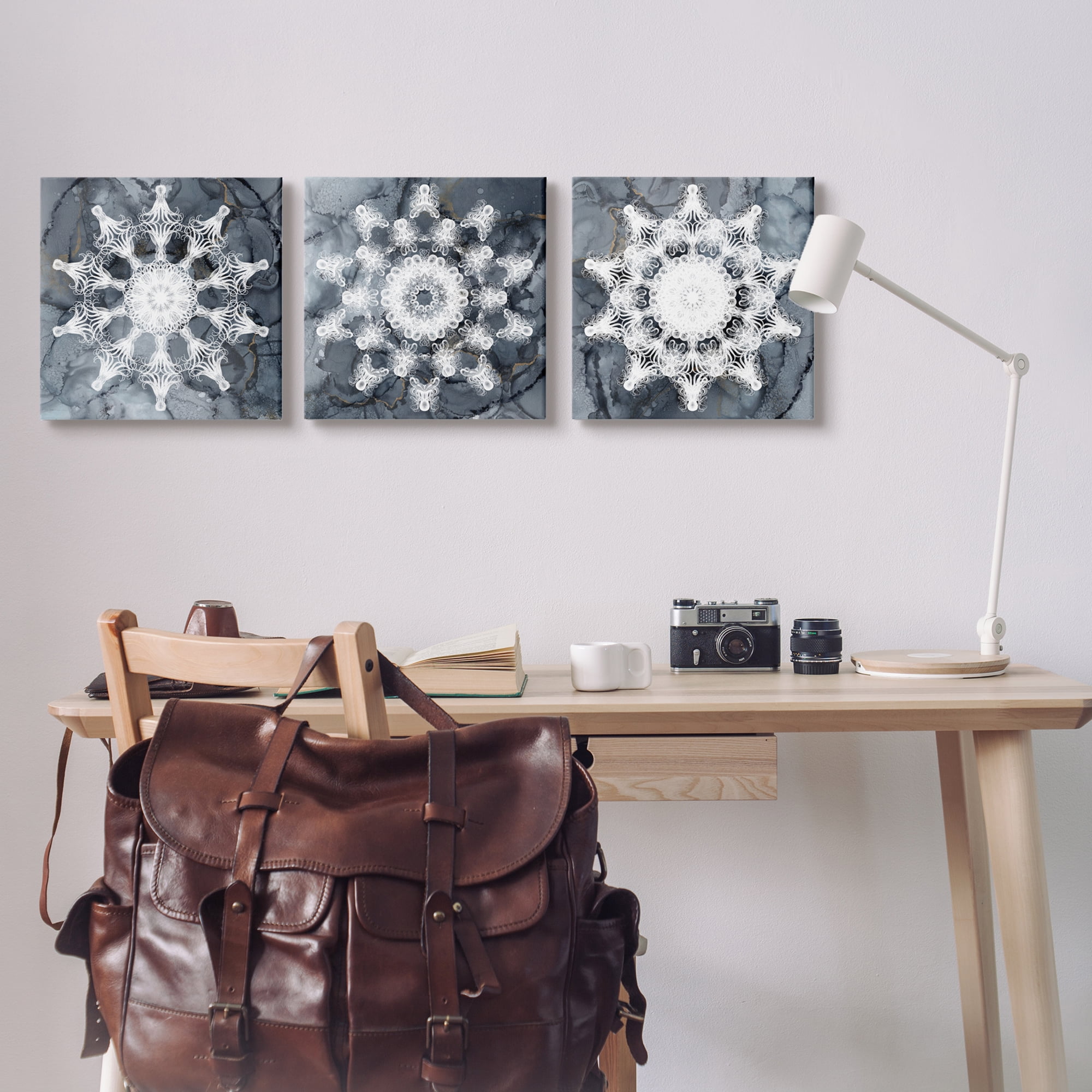 Stupell Industries Boho Fractal Patterns Abstract Painting Gallery Wrapped Canvas Art Print Wall Art, 17 x 17, Set of 3