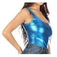 thumbnail image 4 of Sakkas Woemn's Gymnastics Dance Party Metallic Bodysuit Leotard Top Made in USA - Turquoise - Large, 4 of 5