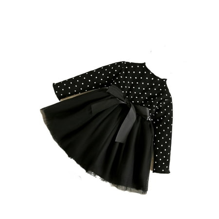 

Party Polka Dot Stand Collar A Line Long Sleeve Black Baby Dresses (Baby s)