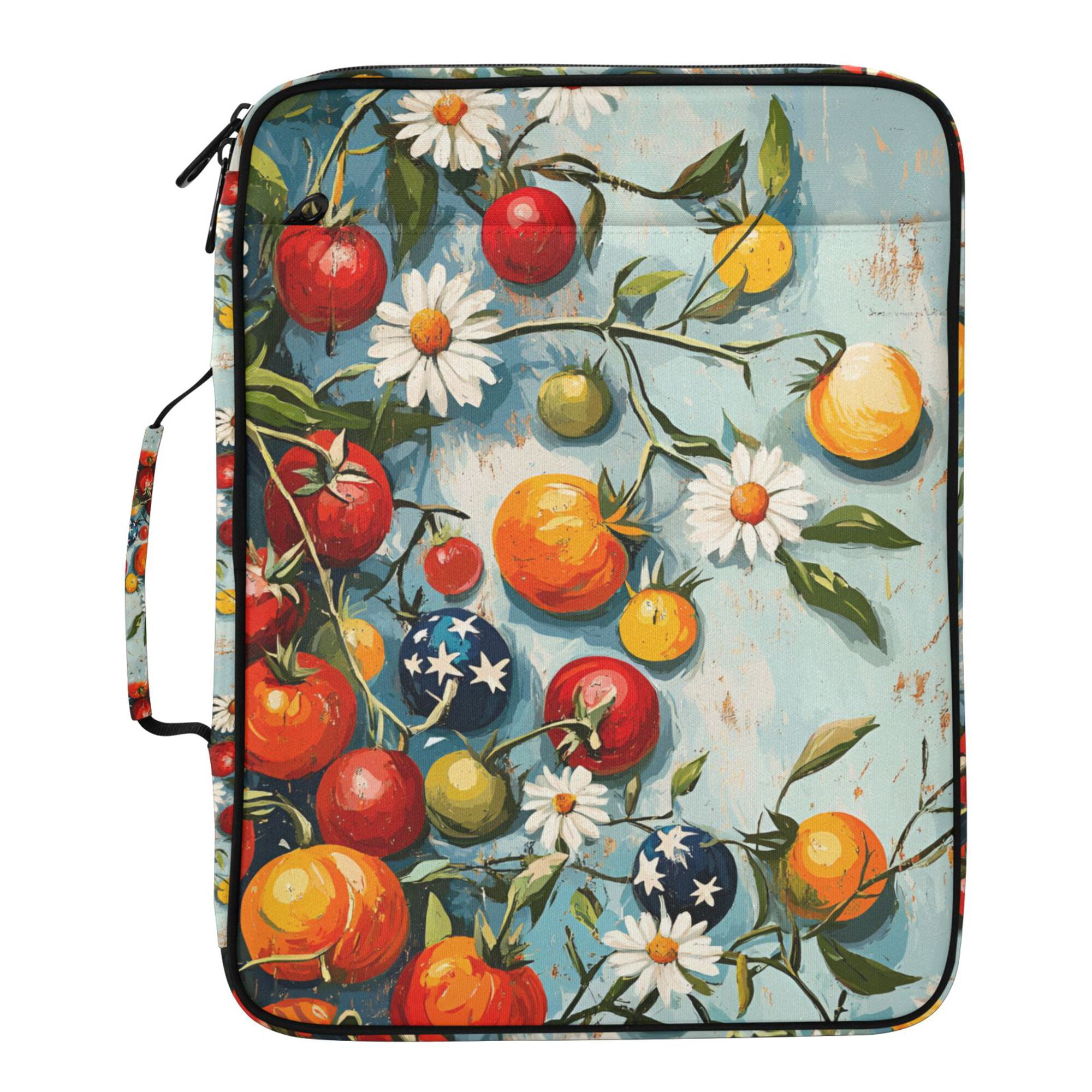 FORMRS Accordion File Folder A4 Size 7-Pocket Expanding Document Organizer Bag with 3 Ring Binder, Red Tomatoes