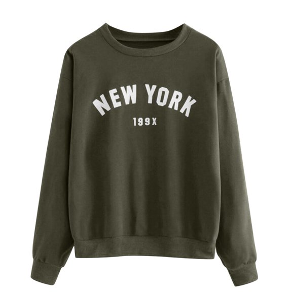 MEZZALL Women Sweatshirts Letter Printed Long Sleeve Fashion Casual Pullover Basic Daily Outdoor Crewneck Holiday Travel Tops