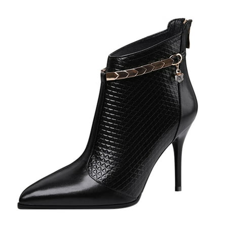 

Ankle Boots for Women Back Zipper Style Boots Heel British High Women S Pointed Ankle Fashion Women S Boots Ankle Boots Pu Mesh 38