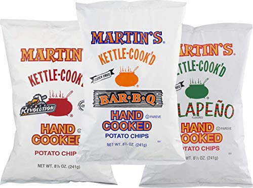 Martin's Kettle-Cook'd Original, BBQ & Jalapeno Potato Chips Variety 3-Pack- 8.5 oz. Bags