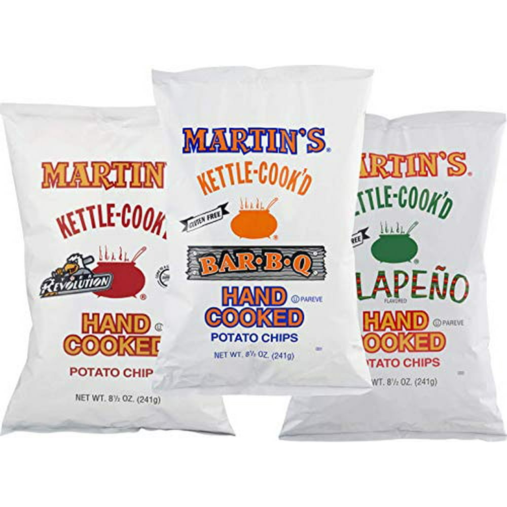 Martin's KettleCook'd Original, BBQ & Jalapeno Potato Chips Variety 3