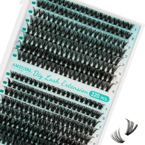 Grupos de extensiones de pestañas, 320 unidades, 40D, 50D, Wispy Natural
