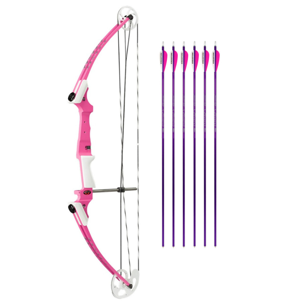 Genesis Archery Original Compound Bow (Left Hand, Pink) with Arrows