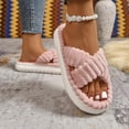 thumbnail image 5 of Fluffy Slippers for Women Warm Plush Indoor Spa Slides Women's Comfortable Strap Open Toe Platform Slippers For Home Indoor Outdoor Casual Wear Soft Shoes, 5 of 8