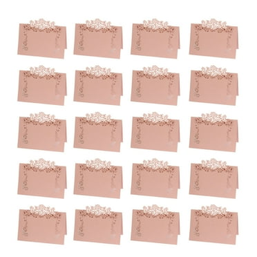 50pcs Delicate Vintage Paper Place Cards for Wedding in Pink Iridescent Paper