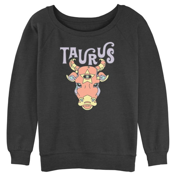 Junior's Lost Gods Zodiac Taurus Art Symbol  Sweatshirt Charcoal Heather Medium