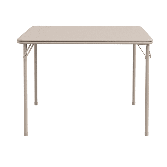 TEQIN 34 Inch Folding Table,Portable Small Folding Card Table, Metal Folding Table With Pu Soft Cushion,Suitable For Living Room,Office, Camping,Indoor And Outdoor Use Black,Only Table