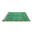 thumbnail image 2 of Ahgly Company Machine Washable Indoor Square Oriental Turquoise Blue Traditional Area Rugs, 4' Square, 2 of 4