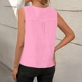 thumbnail image 4 of Danhjin Linen Tank Top for Women Sleeveless Solid Color Summer Ruched Casual Shirts Spring Lightweight Breathable V Neck Going Out Fashion Comfy Loose Soft Top, 4 of 9