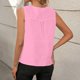 thumbnail image 2 of TaTaai Womens solid crew neck t-shirt, linen cotton blend, short sleeve, button cuff, cutout design, casual comfortable, lightweight, perfect for weekend trips & casual gatherings Gift, 2 of 9