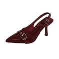 thumbnail image 2 of Slip On Shoes Women Women's Fashionable Casual Spring And Summer Versatile Plus Size Solid Color Pointed Toe Closed Toe Back Strap High Heel Sandals Wine 40, 2 of 9
