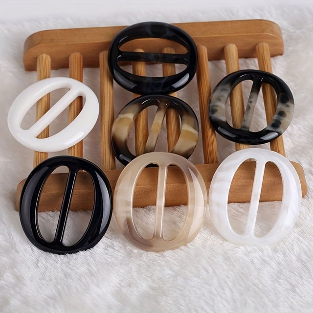 6PCS Oval Resin Waist Button Ladies Scarf Buckle Set Plastic Clothings Decoration For Women