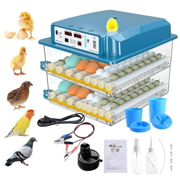 Incubators for Hatching Eggs, 120 Egg Incubator with Automatic Egg Turning and Humidity Monitor,Temperature Control, 5 Automatic Incubation Modes and Incubation Days Record, Blue