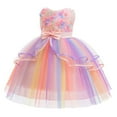 thumbnail image 4 of CAICJ98 Flower Girl Dress Kids Ruffles Lace Party Wedding Princess Dresses for Girls Floral Embroidered Toddler Tulle Dresses for Girls (8-9 Years,Pink), 4 of 8