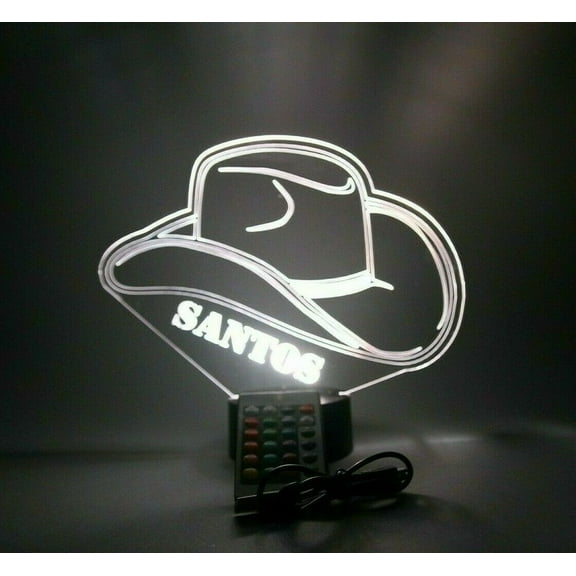 Cowboy Hat Country Night Light Up Lamp LED Free Engraved Custom Name Personalized Table Lamp, with Remote, 16 Different Color Options, Dimmer, It's Wow, Great Gift
