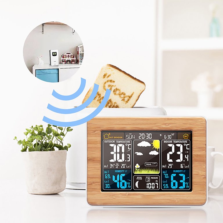 Worallymy Digital Table Clock Temperature Humidity Display Alarm