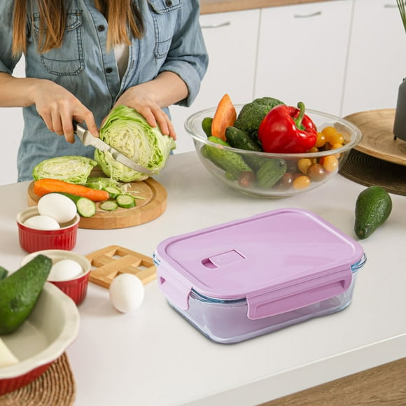 Fiambrera de vidrio para microondas, ideal para estudiantes, ideal para oficina y conservación de alimentos frescos.
